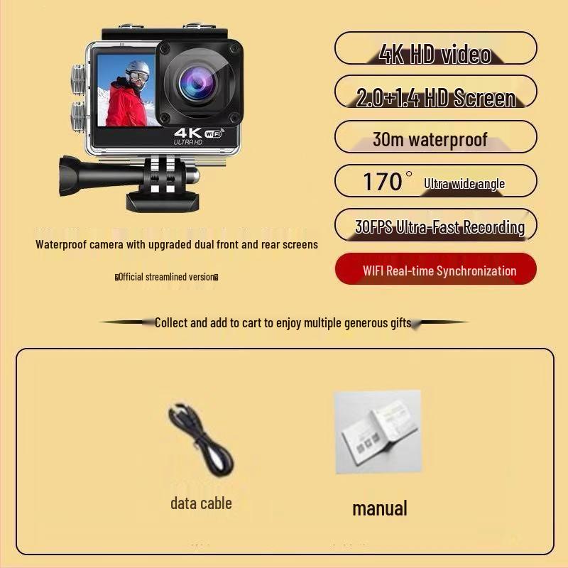 4K Waterproof 360° Panoramic Action Camera for Motorcycle & Fishing
