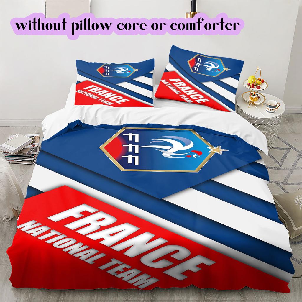 France Football Soccer Pattern Bedding,Quilt Set Quilt Cover Pillowcase Home Birthday Gift (1*duvet Cover+2*pillowcase,without Core)