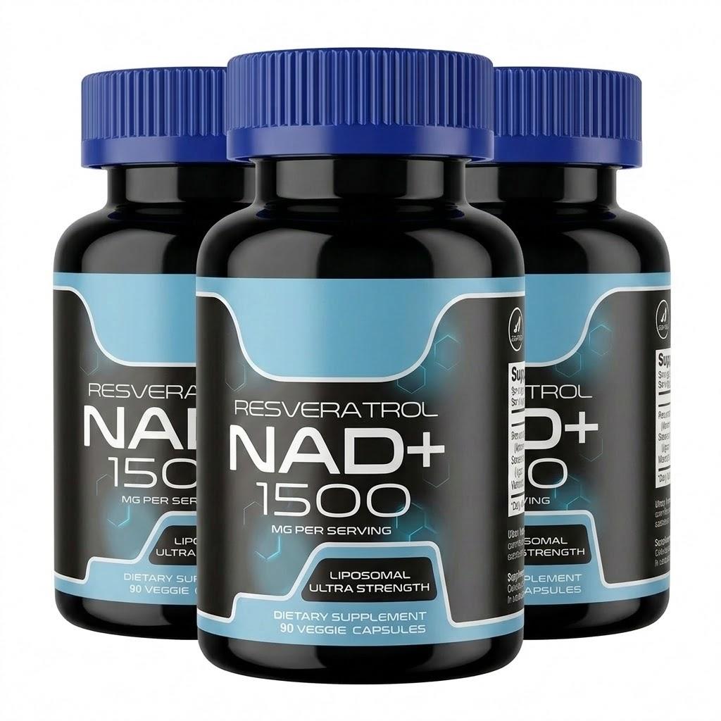 Liposomal NAD+ 1500mg Supplement with Resveratrol - Anti-Aging & Energy Support for Men & Women (90 Count)