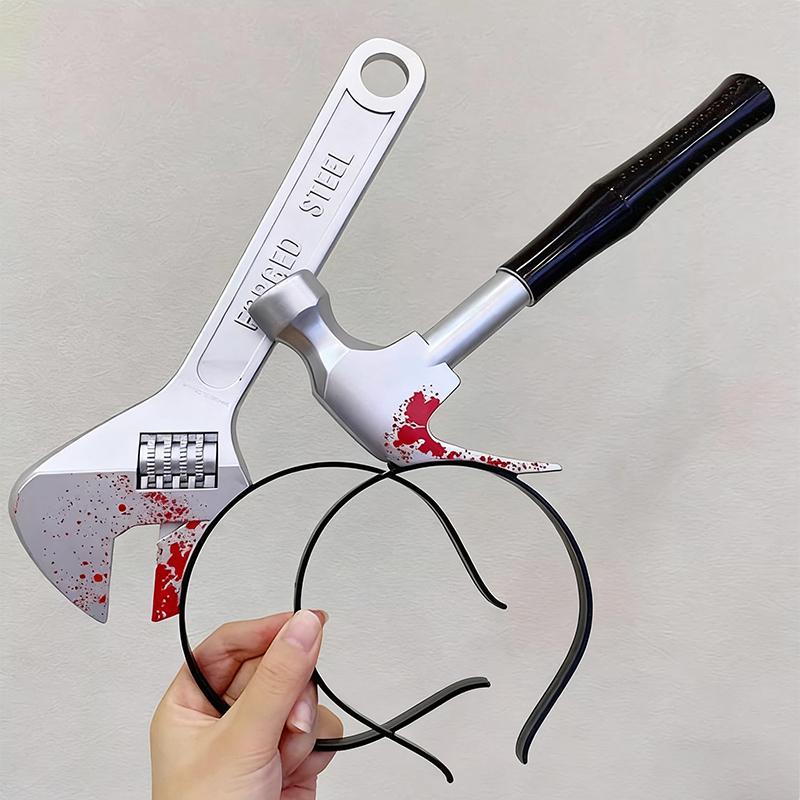 Halloween Party Horror Hair Bands Fake Knife Axe Cleaver Scissor Headbands Through Head Scary Masquerade Costume Photobooth Prop