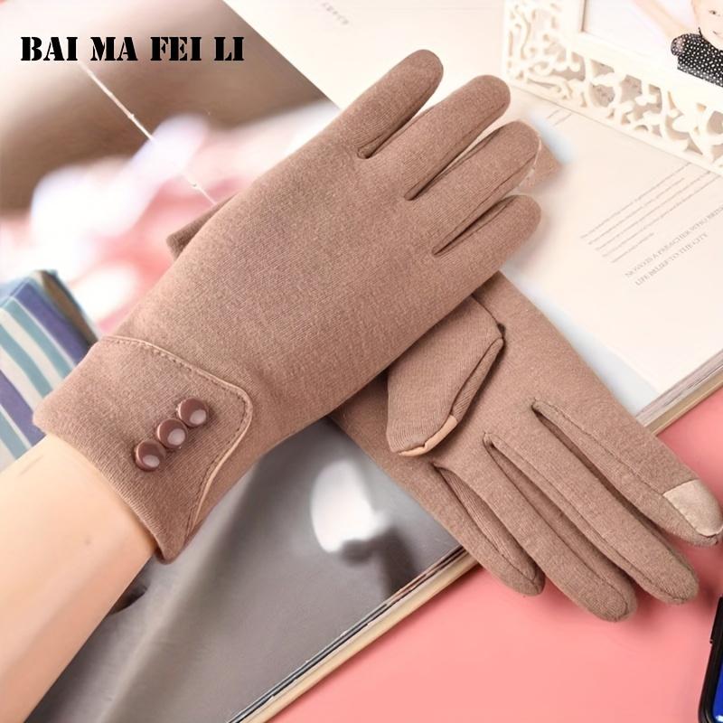 Warm & Windproof  Women's Thermal Handwear for Hiking & Recreation - Fleece-Lined Polyester Gloves with Knit Fabric, Hand Wash Only