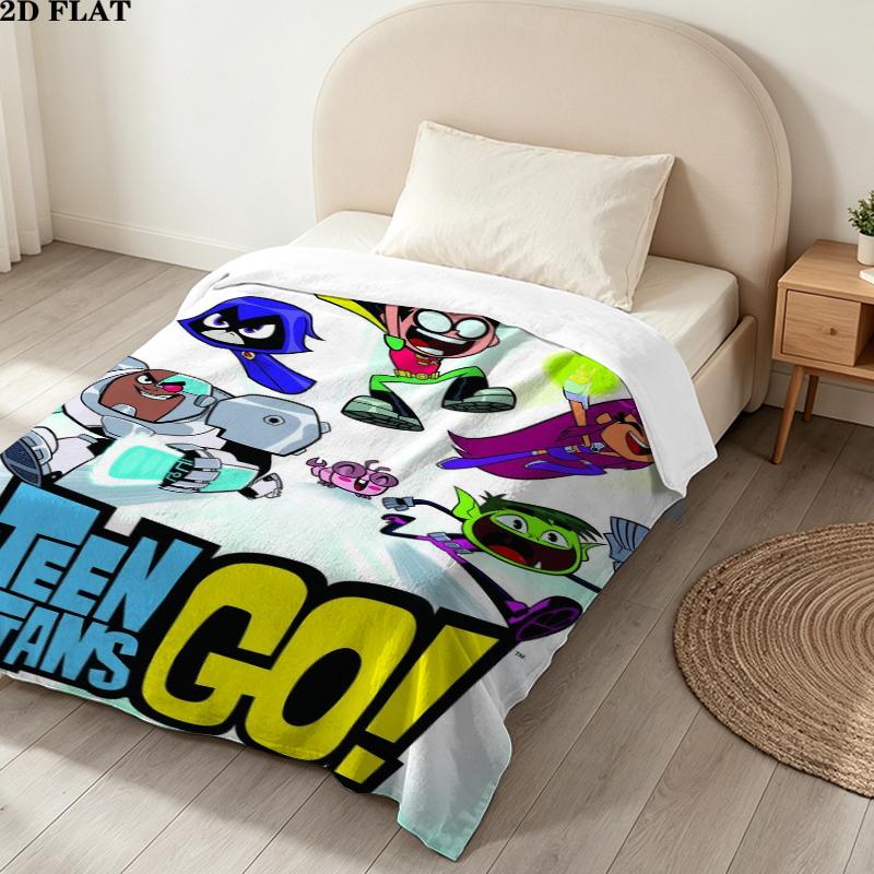 Teen Titans Print Flannel Blanket, High Quality Comfortable for All Seasons, Home Decor, Warmth and Comfort, Perfect for Christmas Gifts