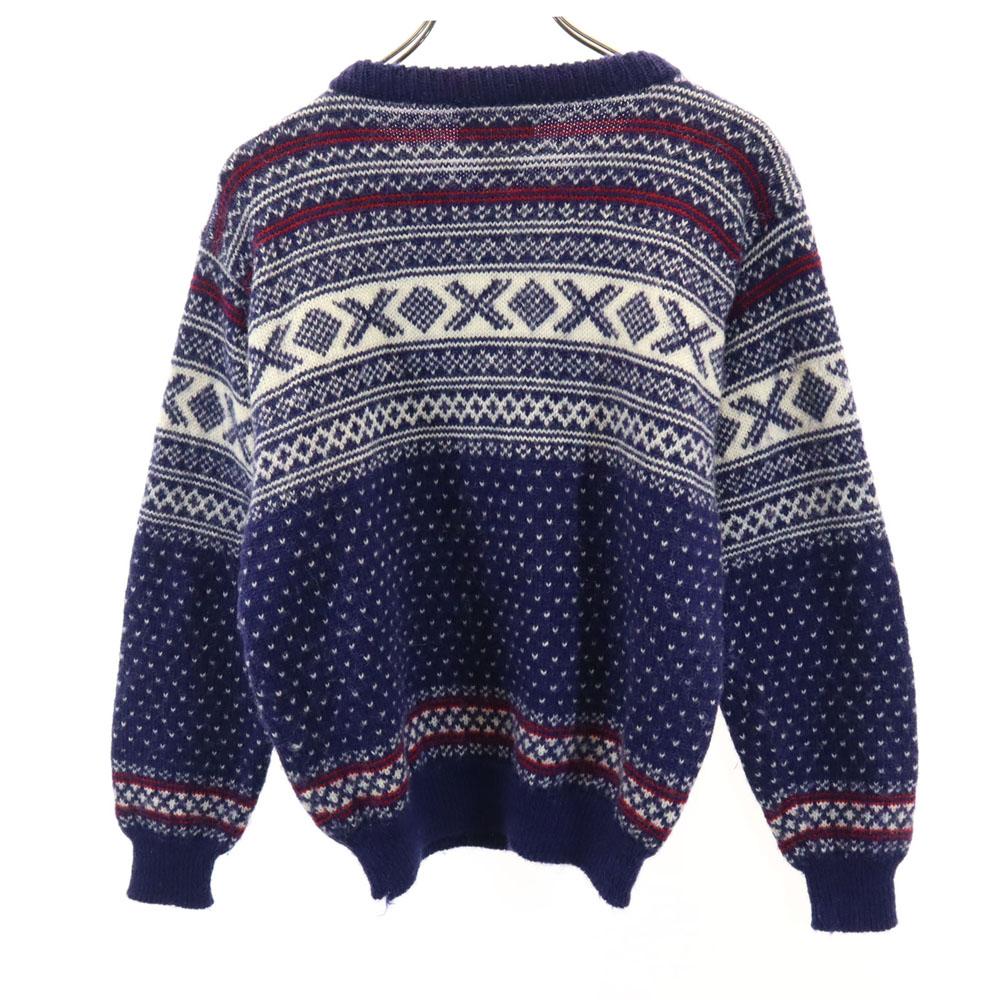 L.L.BEAN 80s Made In Norway Vintage Fair Isle Pattern Long Sleeve Sweater Women Used