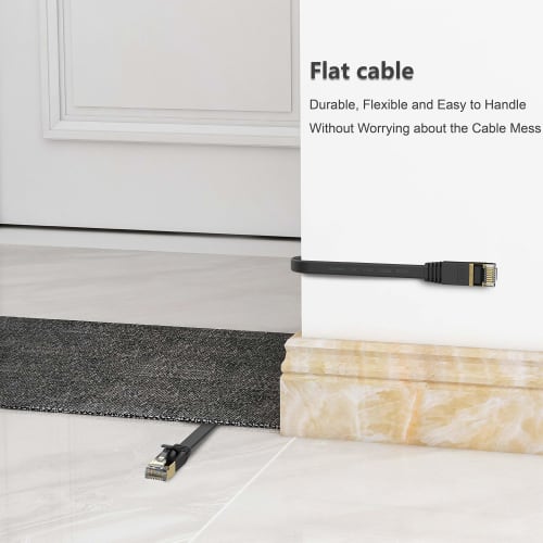 Senetem LAN Cable 3m CAT7 Ultra Flat LAN Cable Category 7 High Speed ??LAN Cable 10Gbps/600MHz CAT7 Compliant Ethernet Cable RJ45 Anti-Break Soft Slim