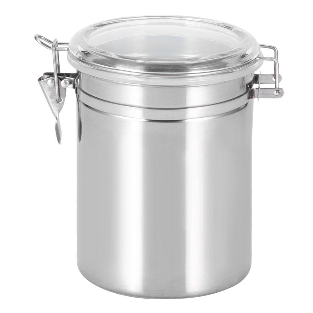 Stainless Steel Airtight Coffee Container 750ml/950ml/1150ml/1500ml Locking Clamp Bean Storage Jar Food Storage Tin
