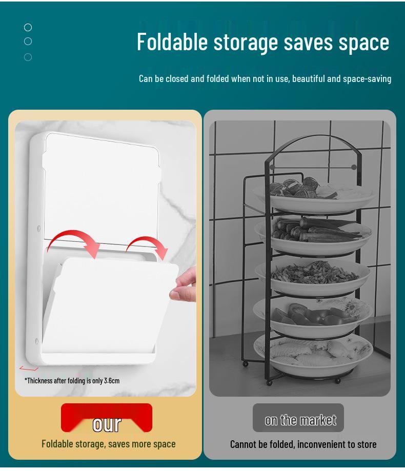 Extendable Wall-Mounted Plastic Dish Rack: Folding Kitchen Prep and Plate Storage Solution