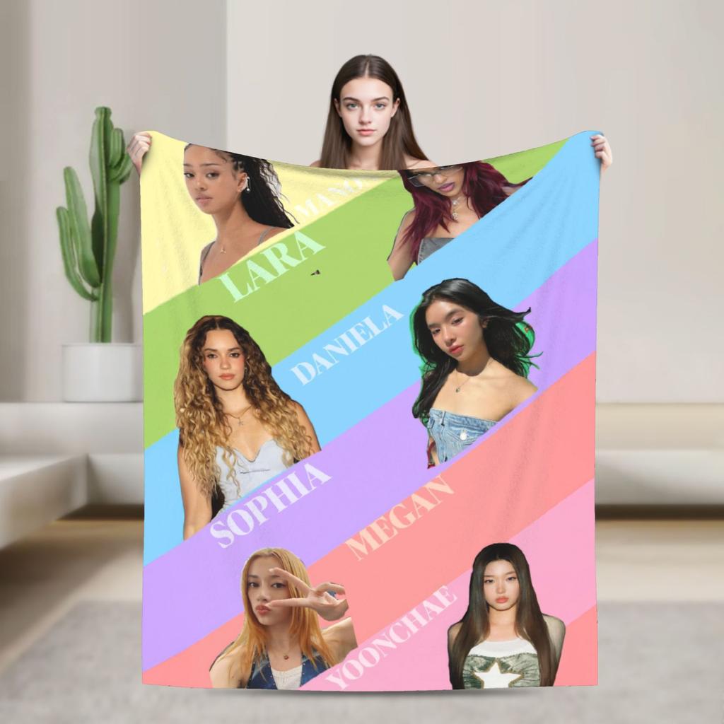 Katseye Kpop Girl Group Blanket Fleece Winter Multi-function Lightweight Thin Throw Blankets for Home Outdoor Rug Piece
