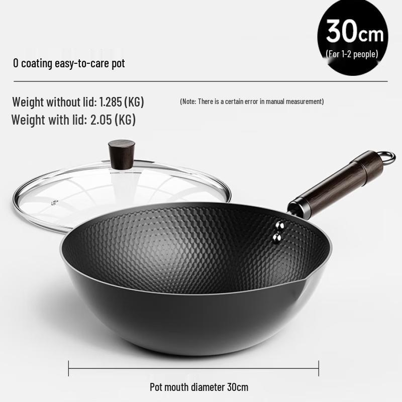 

ZISIZ 30cm Extreme Wrought Iron Wok with Tempered Lid