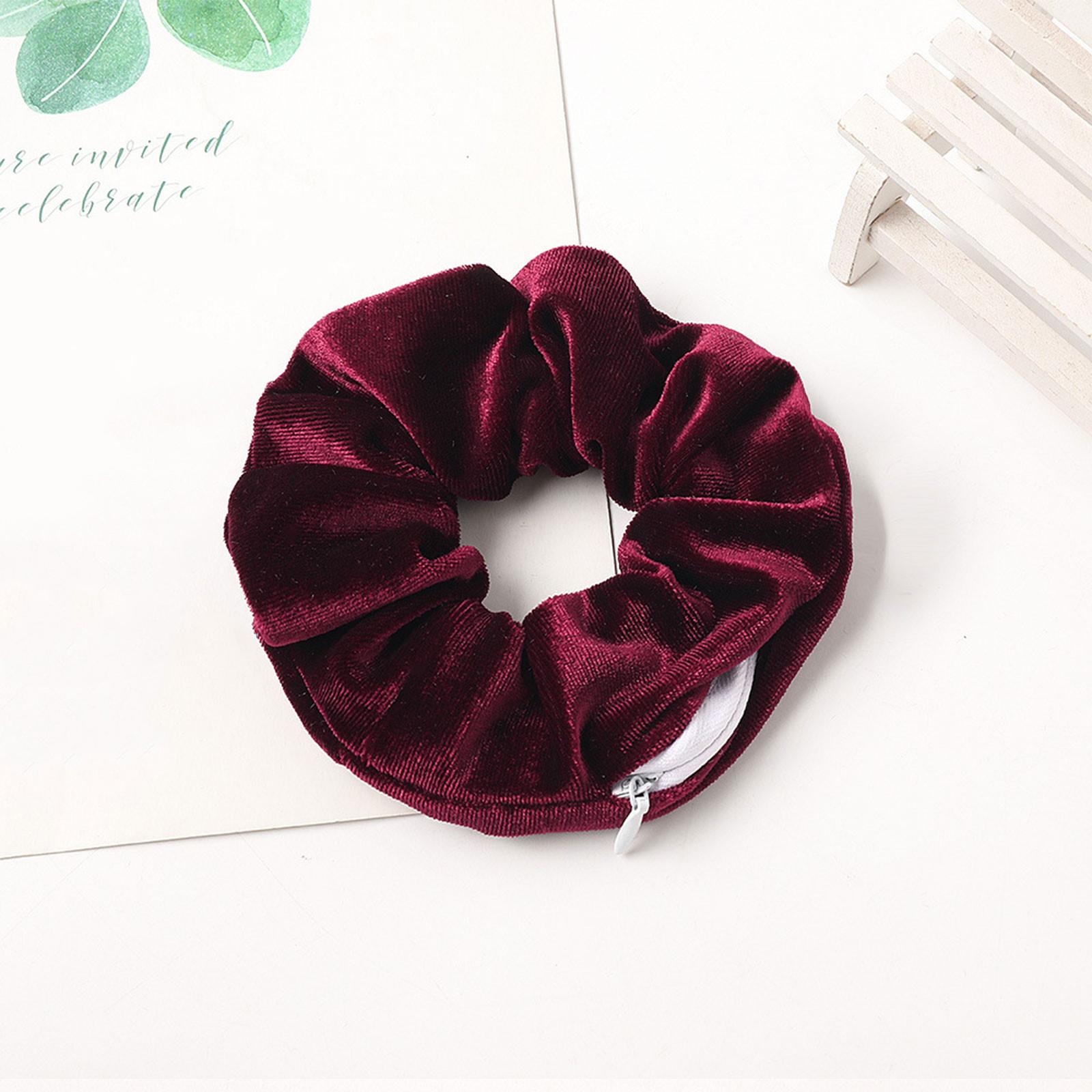 

Резинки для волос на молнии, карманные резинки для волос, бархатный браслет для волос со потайной молнией, сумка для хранения помады для ключей, эластичная лента для волос One Size