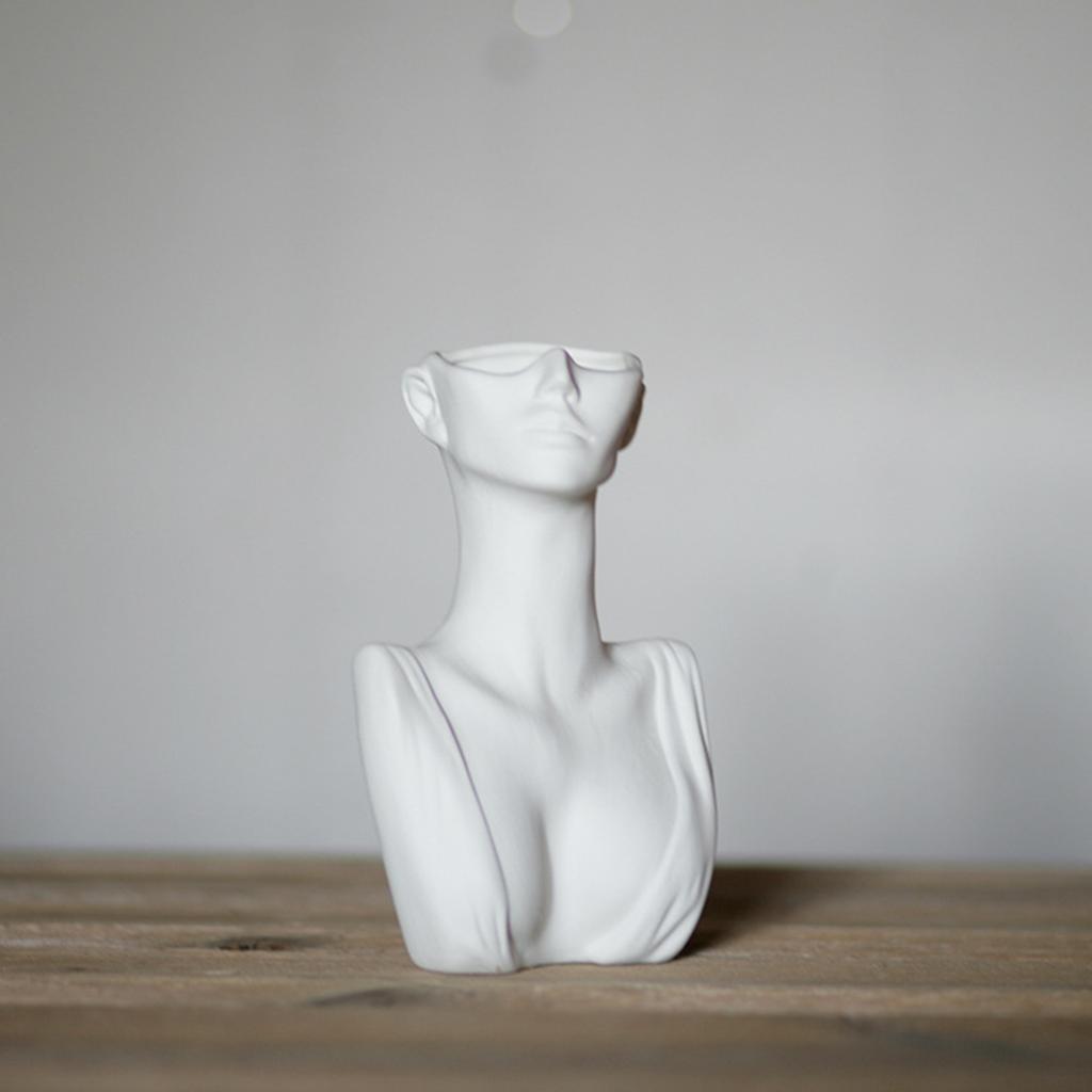 Ceramic Face Vase Human Body Female Form Bust Flower Vase for Table Shelf Living Room Office Bedroom Decor