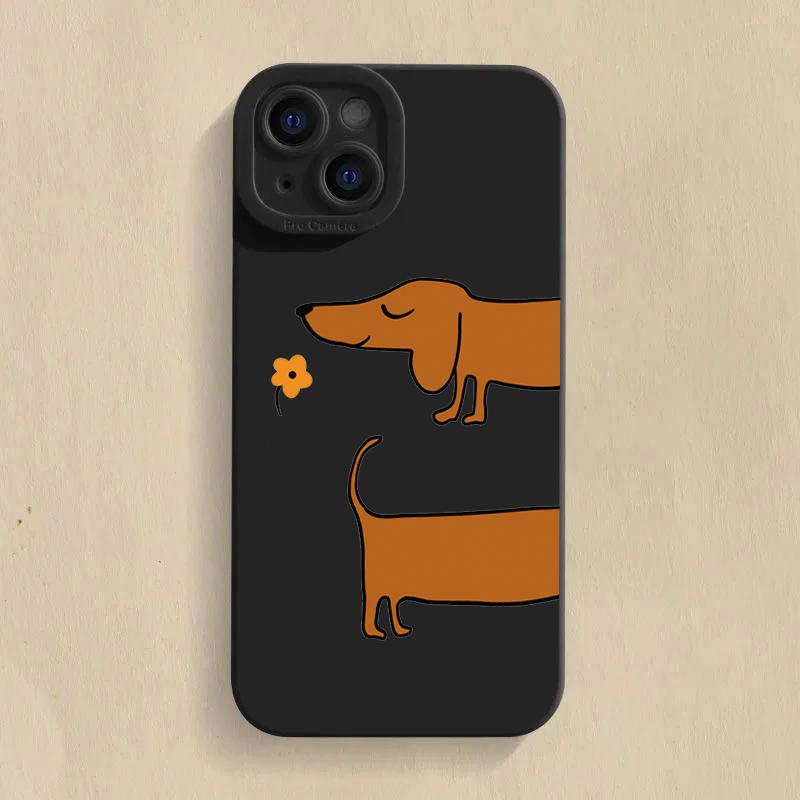 Cute Sausage Dog Pattern Silicone Phone Case For iPhone 17 16 15 14 13 12 11 Pro Max 17 Air 16E XS X XR 7 8 Plus Soft Cover