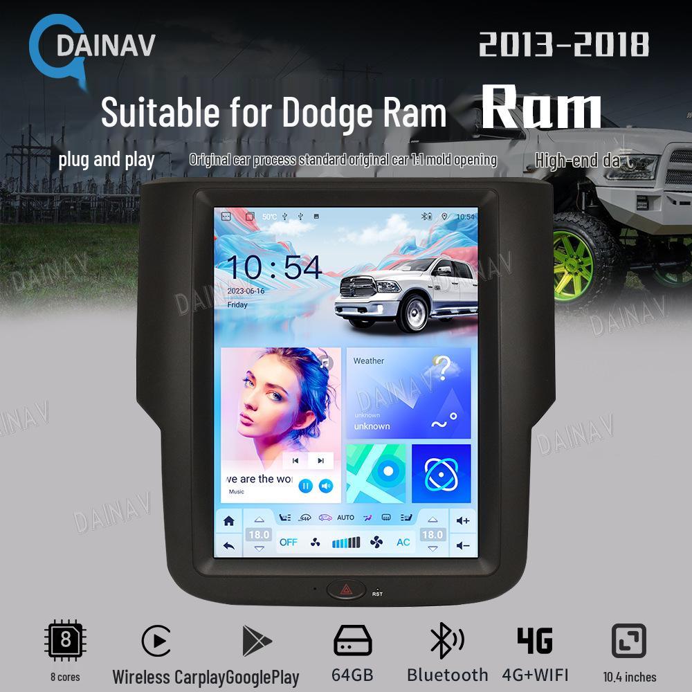 

Центральная консоль Dodge Ram: 10,4-дюймовая вертикальная Android-навигация с беспроводным CarPlay 4+64