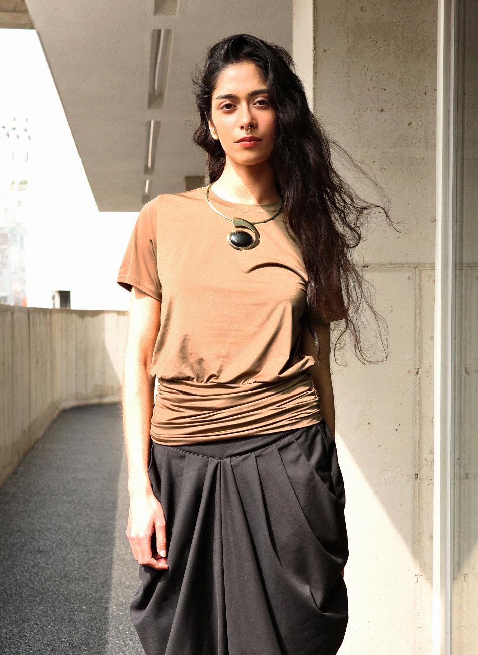 Di Pablo Shirring Brown Top