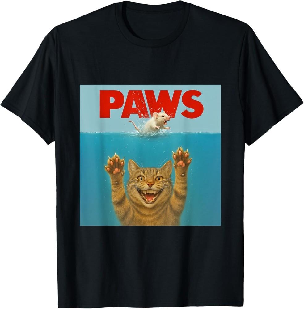 

PAWS Excited Cat Underwater Reaching a Splashing White Mouse T-Shirt M