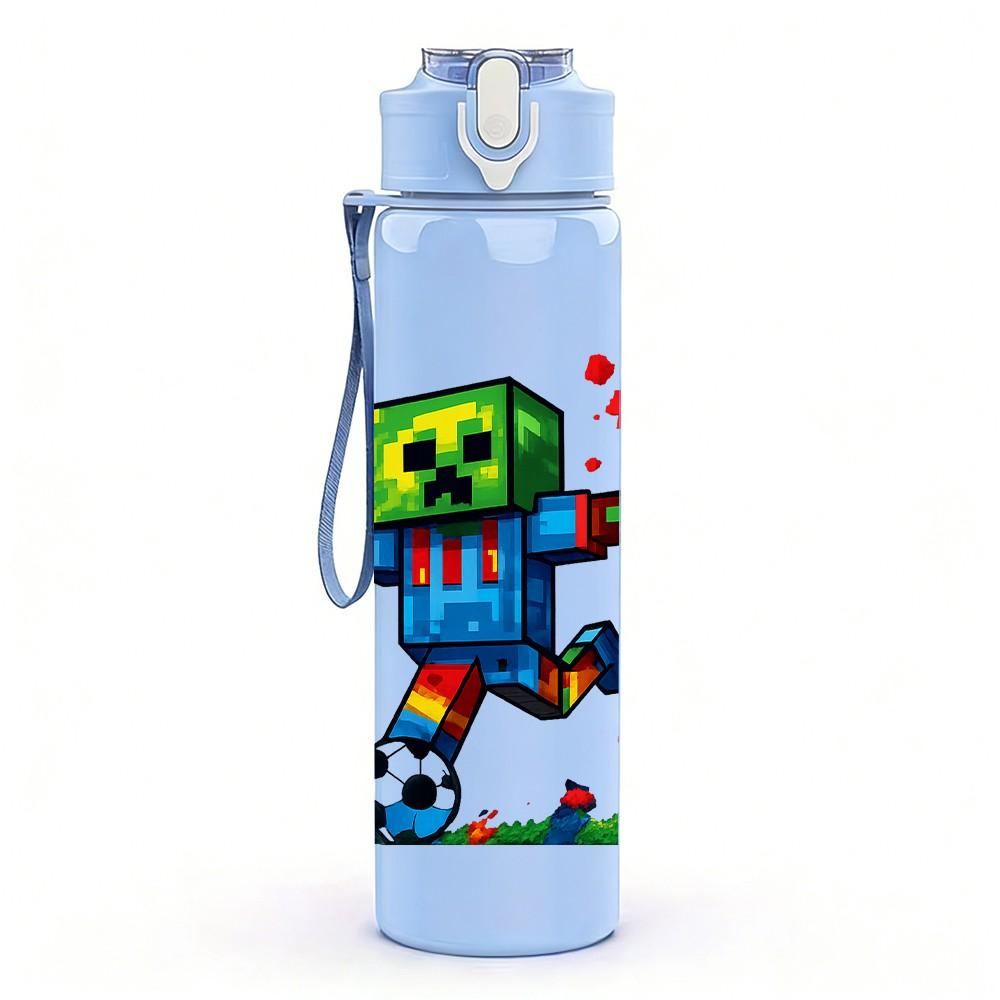 1PC Dancing Green Zombie Character 750ml Color Plastic Sports Water Bottle Leakproof Flip Straw Lid Suitable for Sports Office Home Use
