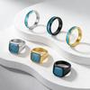 Cross-Border Stainless Steel Couple Wedding Rings with Turquoise, Opal & Seal Designs