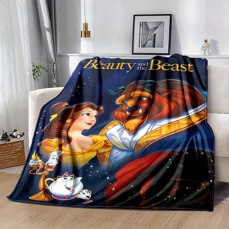 1pc Beauty and The Beast Printing Blanket - Soft, All-Season Throw for Office Blanket, | Personalized Gift with Adorable Cartoon Design