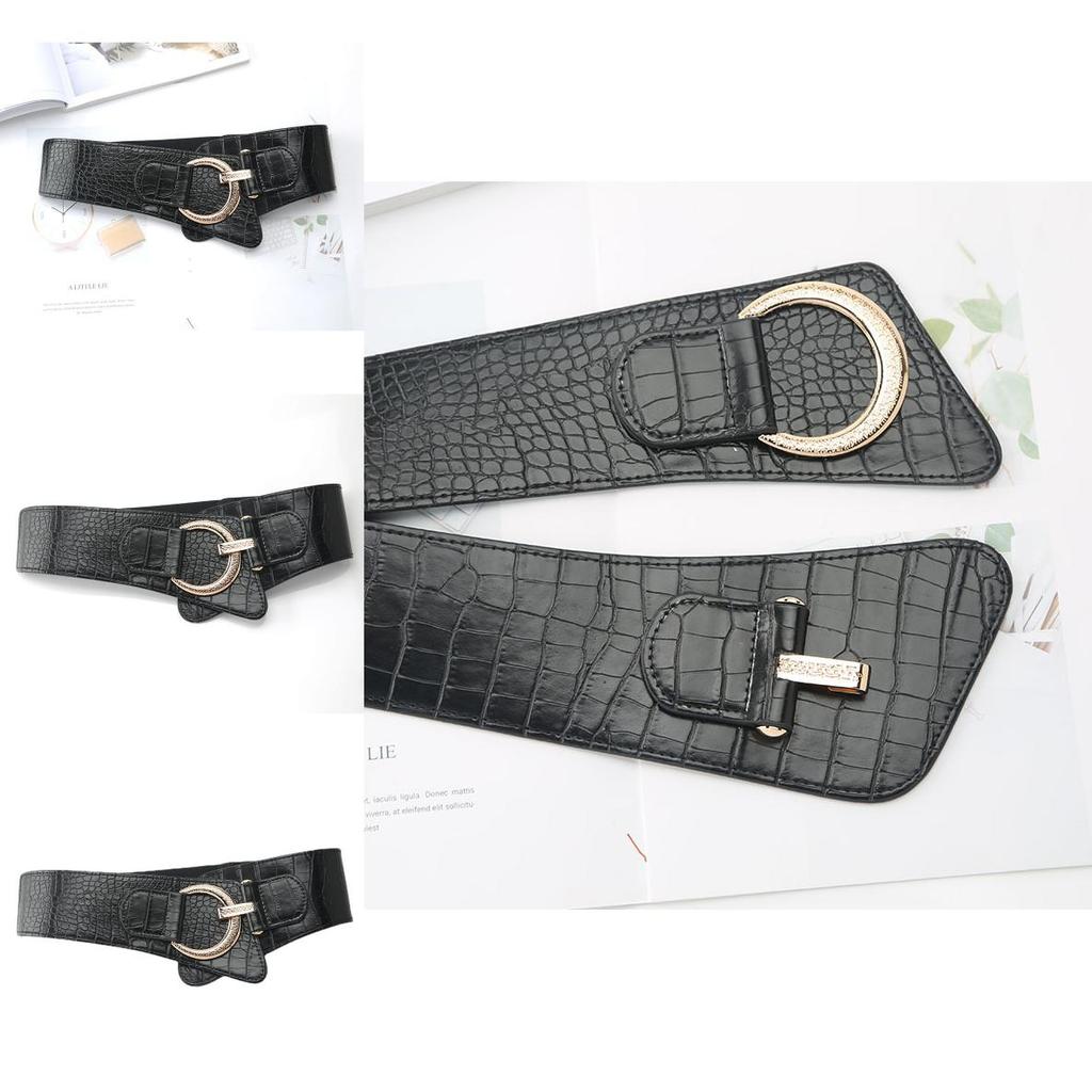 Modern European Style Waist Belt For Women In Faux Leather With Seam Detail And Elastic Band