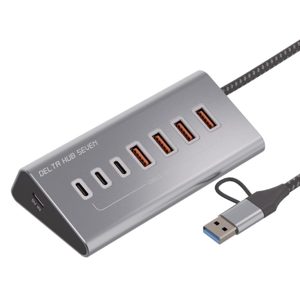 Area DELTA HUB SEVEN USB 10Gbps Auxiliary Power 3.2 Type-C 3-Port, Type-A 4-Port, Type-C 1-Port SD-HC3A4