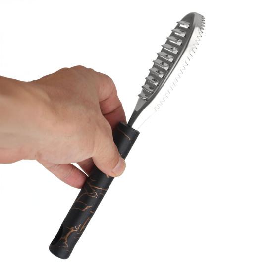 Multifunctional Cooking Tool Stainless Steel Fish Scale Remover, Compact with Ergonomic Non-slip Garlic And Ginger Grater Handle, for Kitchen Seafood