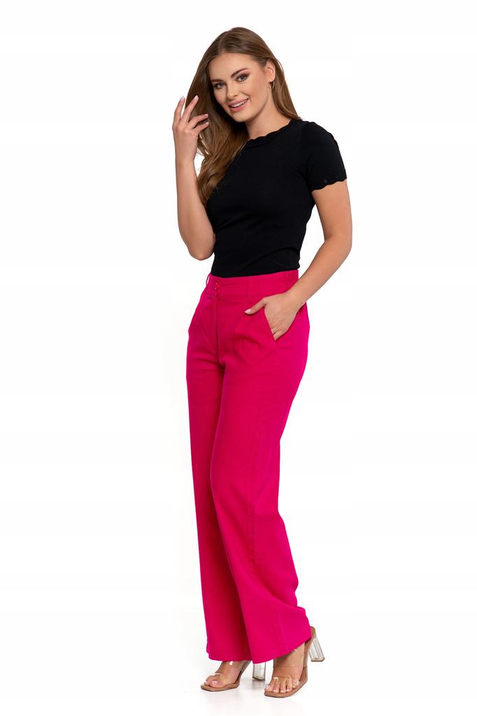 Women's Linen Trousers Wide with High Waist Elegant MORAJ XXL RED