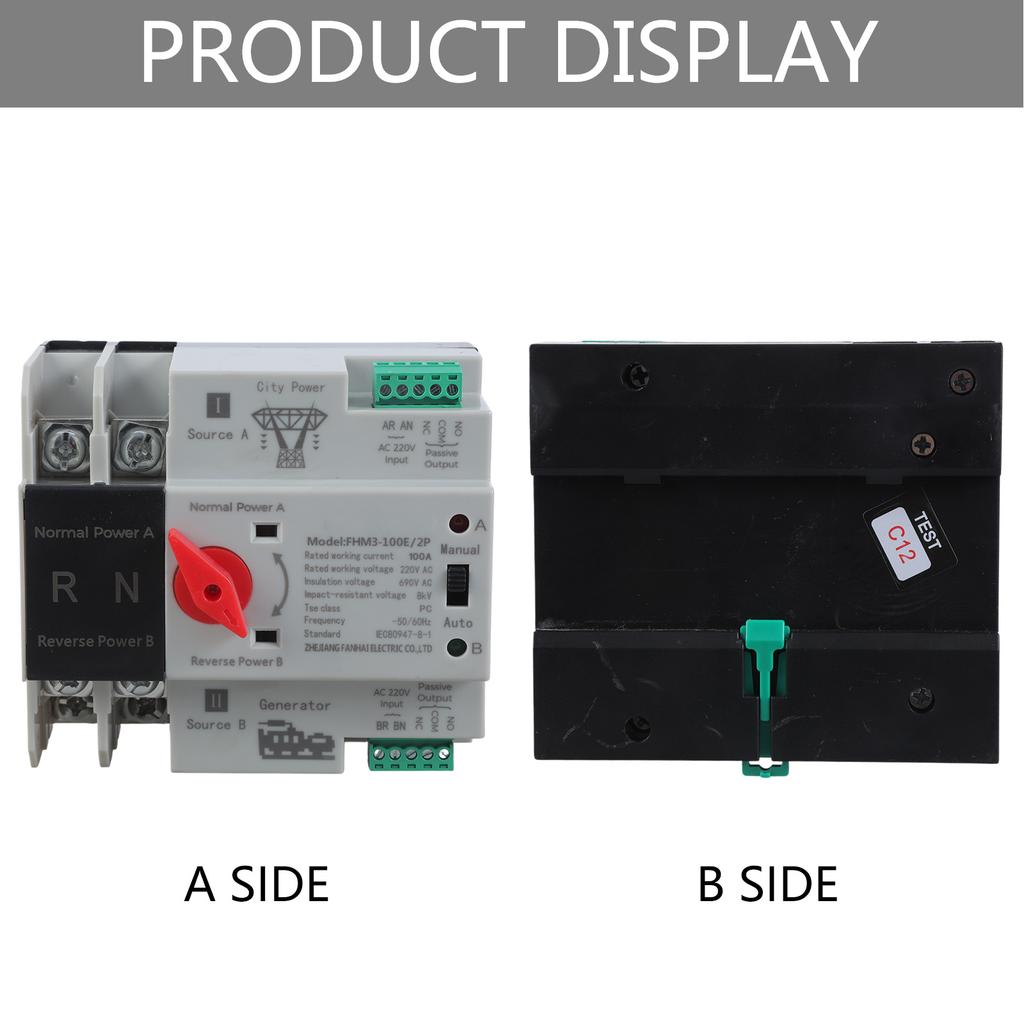 2P 100A Dvojitý výkonový automatický převodový spínač Elektrické přepínače přepínače Přepínač generátoru Trvalý