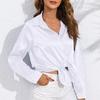 Women's Solid Color Casual Sweet Cardigan Solid Color Satin Color Ding Slim Long Sleeve Shirt Top
