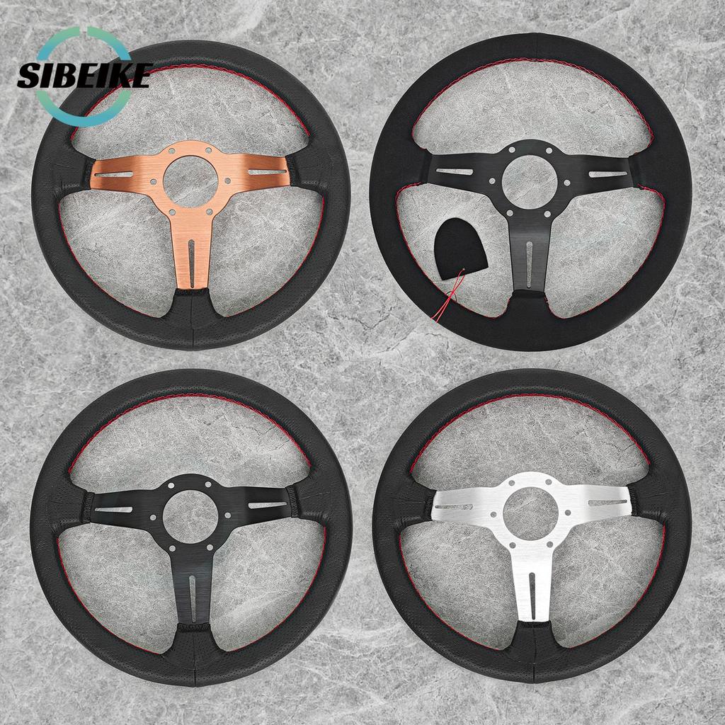 13inch JDM Universal Leather Steering Wheel Modified Car Sports Racing Steering Wheel