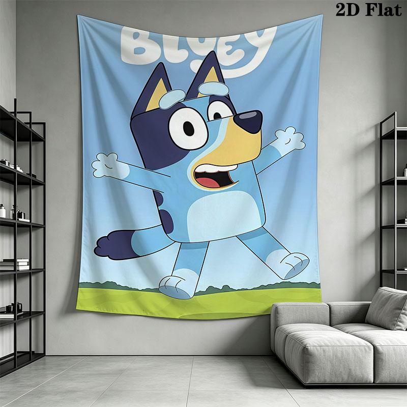 Bluey cartoon Wall Hanging Printed Fabric Blanket Decorative Tapestries for Bedroom Living Room Home Decor