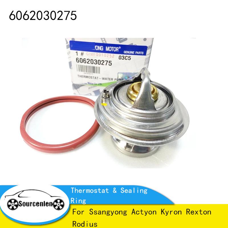 

Новый термостат и уплотнительное кольцо 6062030275 для Ssangyong Actyon Kyron Rexton Rodius 2.0T 2.7T 06-11 Actyon 2.0T