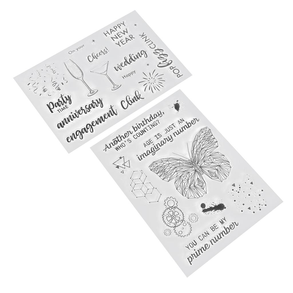 2Pcs Clear Stamp Set TPR Clear Imprint Healthy Nonirritating Recyclable Practical Transparent