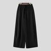 INCERUN Men Drawstring Elastic Waist Flimsy Drapey Casual Long Wide Leg Pants Trousers