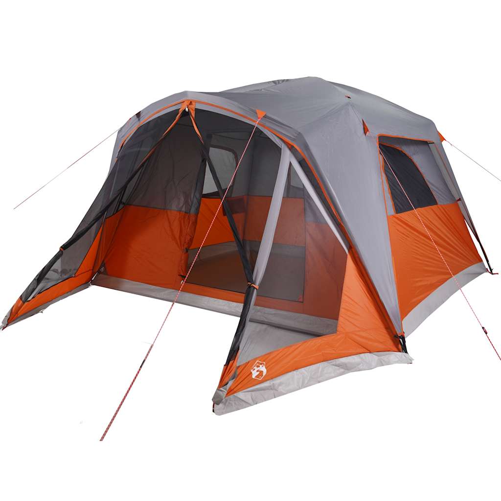 Family Tent with Porch 6 Person Gray and Orange Waterproof