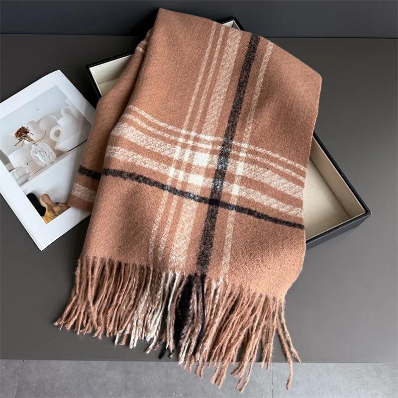 Winter Warmer Scarf For Women Men Thickened Neck Tassel Pashmina Shawl Faux Cashmere Warps Autumn Elegant Ladies Blanket