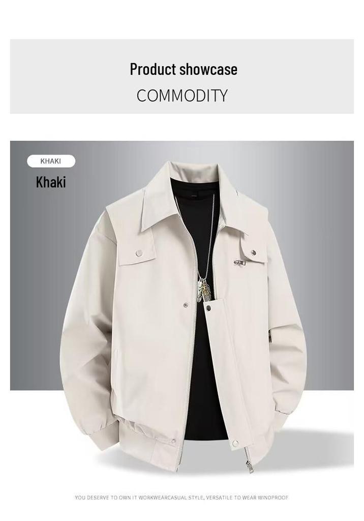 Men's American Style Lapel Baseball Jacket - Cleanfit High Street Autumn Outerwear