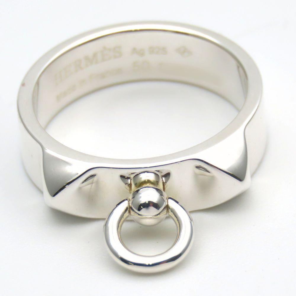Gebrauchter HERMES Ring Collier de Chien PM EU#50 50 Silber925 4.6g Silberschmuck