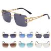 Fashion Eyewear Rimless Metal Rimless Sunglasses Steampunk Sun Glasses Cheetah Decoration Shades