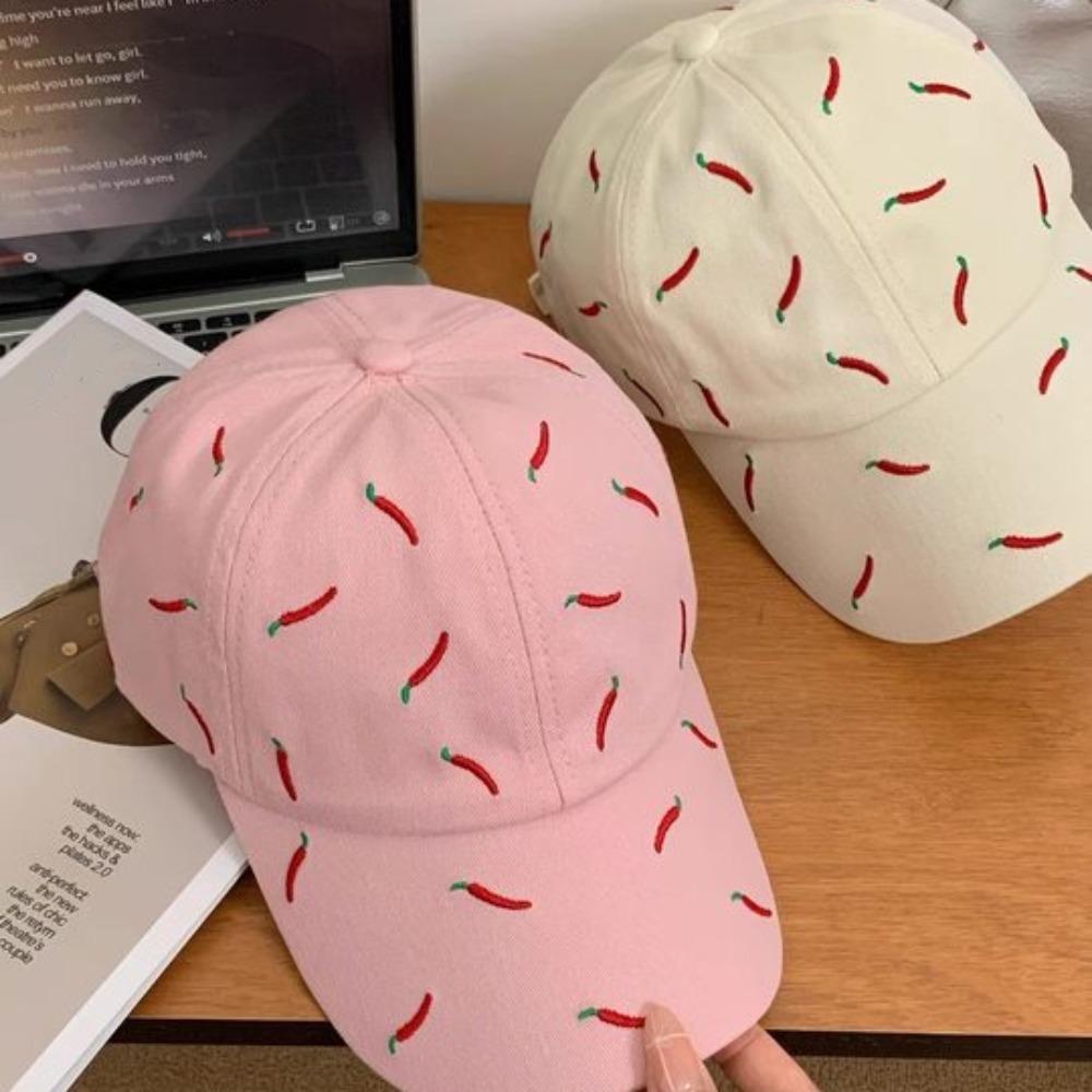 Peaked Red Pepper Hat Creative Cotton Baseball Cap Casual Chili Embroidered Baseball Cap  Men