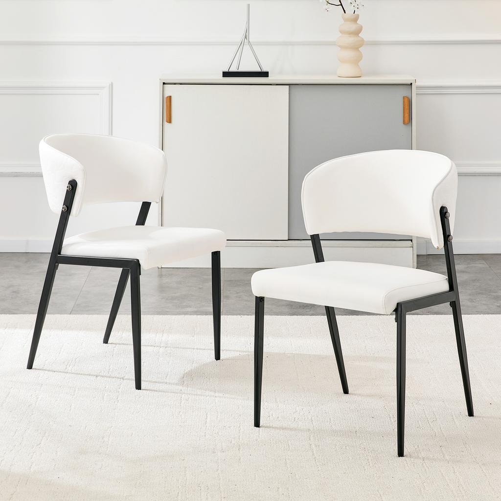 Set of 2 Modern Dining Chairs with Metal Frame, Upholstered Seat and Backrest – Sturdy