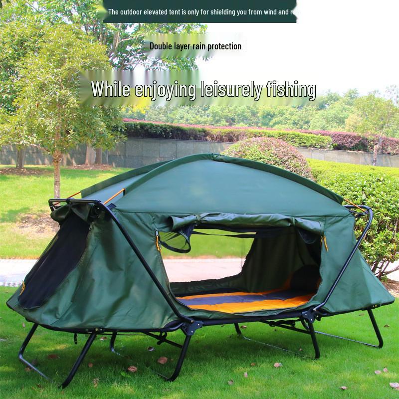 Double Layer Stormproof Outdoor Tent for Two - Rainproof, Thickened, Off-Ground, Perfect for Camping, Cold Weather, and Fishing