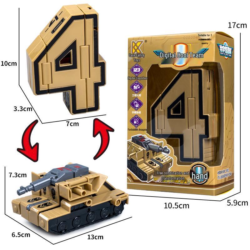 Number Transforming Robot Toy Set for Kids: 0-9 Educational Assembly for Elementary Students