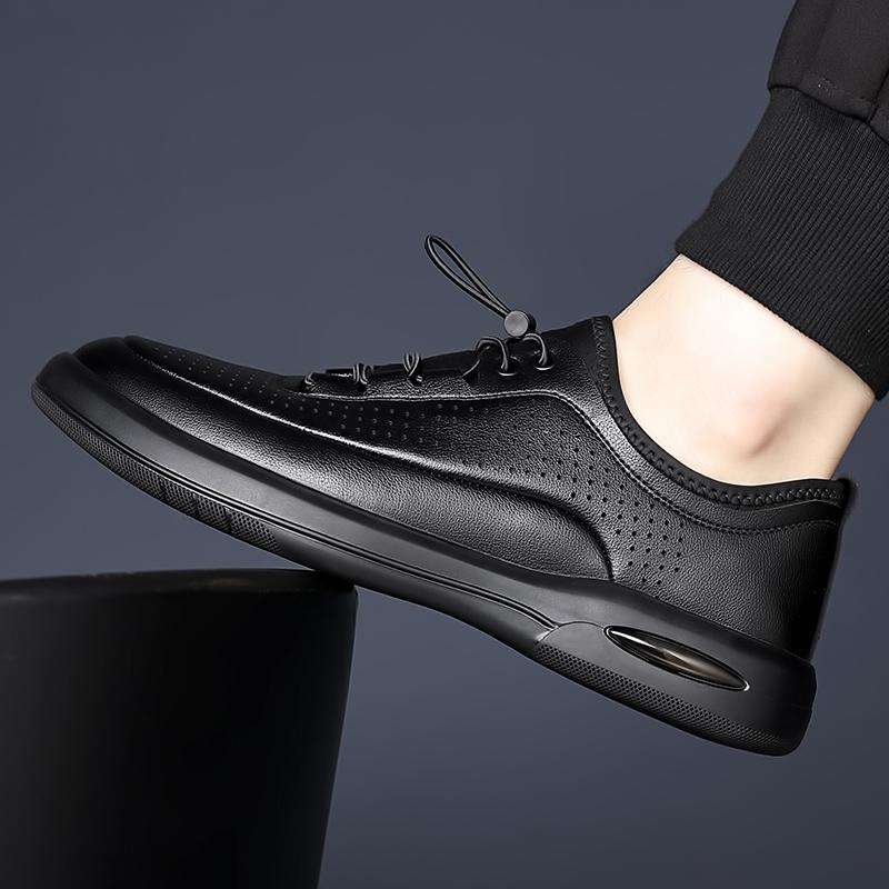 Fashion High Quality Hollowed Out Leather Casual Shoes Men Soft Comfort Breathable Leather Shoes Summer Lightweight Men's Oxford Shoes