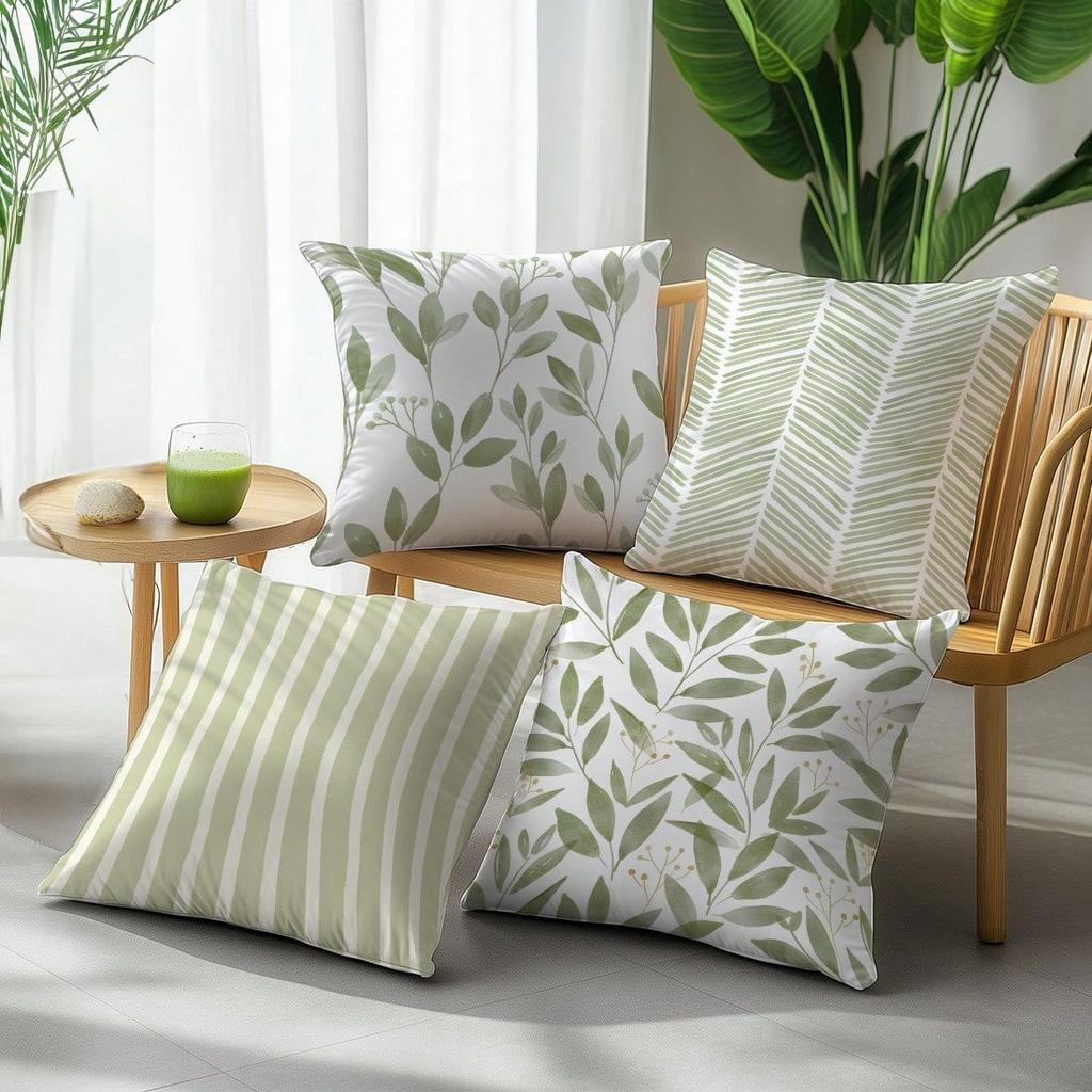 4Pcs Plant Leaf Simple Single-Sided Printed Pillowcase Set, Soft And Comfortable Single-Sided Printed Pillowcase Can Be Machine