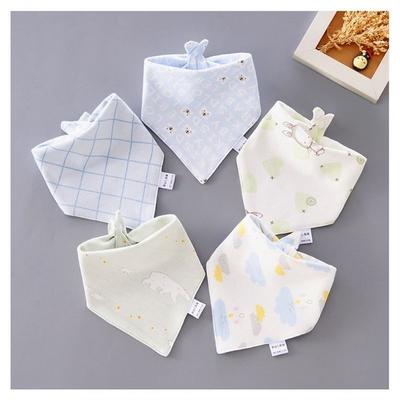 Sumer Pure Cotton Triangle Bib, Four-season Scarf Bib for Infants, Baby Food Bib, 5-piece Set, Korean Baby Products