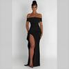 Women Sexy Strapless Off Shoulder Backless Slit Long Bodycon Dress
