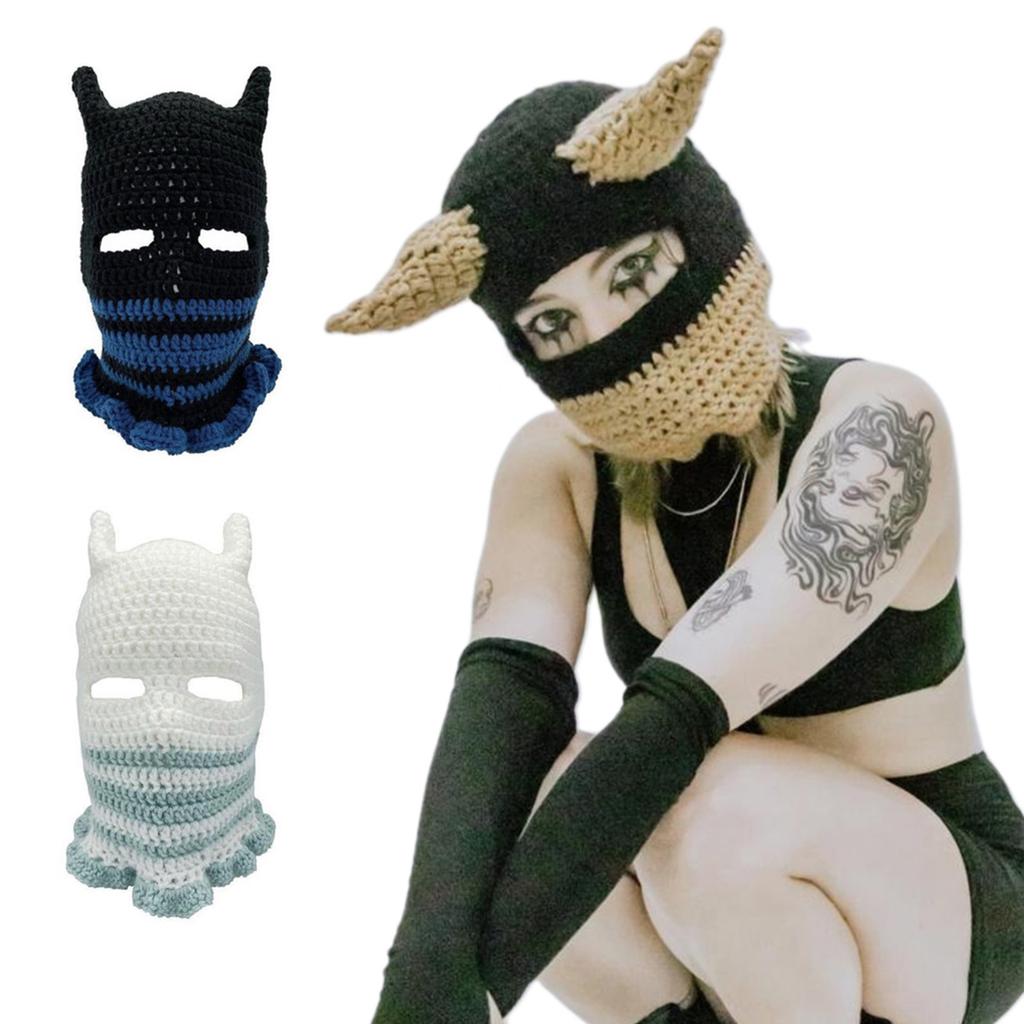 Knitted Full Face Ski Mask Winter Balaclava Face Cover for Outdoor Sports Novelty Knitting Beanie