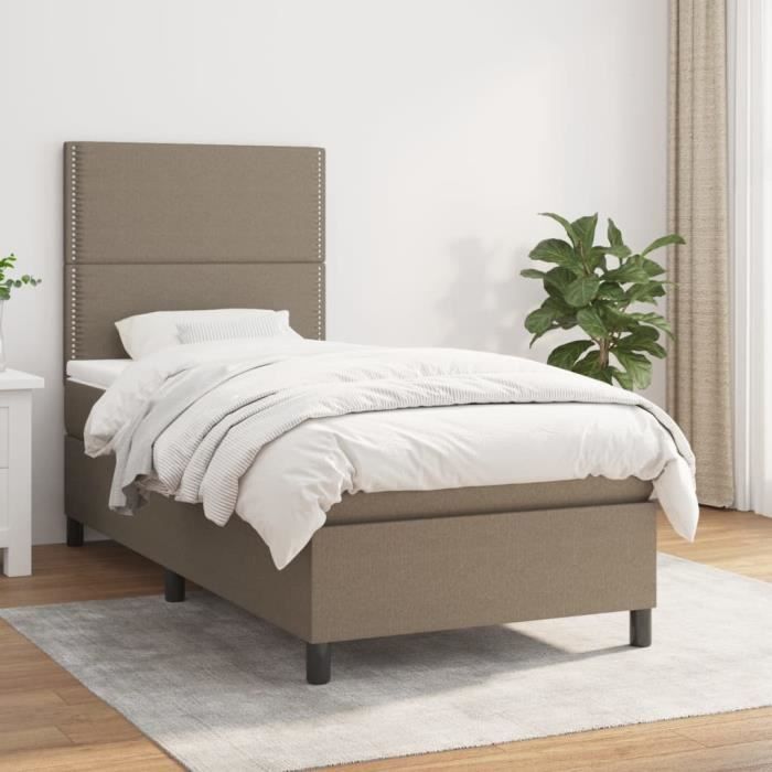 3141661 vidaXL Divan Bed with Mattress Taupe 90x190 Cm Fabric