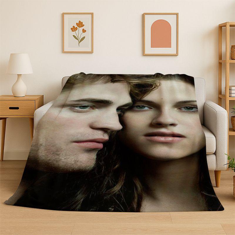 Classic Twilight Saga Edward Bella Flannel Blanket Soft Warm Throw Blanket for Bedroom Living Room Bed Travel Camping Picnic