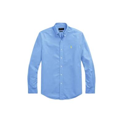 Polo Ralph Lauren Jednobarevná košile s dlouhým rukávem a vyšívaným logem Pánské košile Modrá 710798540-018