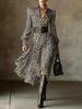 Women's Floral Long Sleeve Tie Waist Dress - Autumn/Winter Fashion